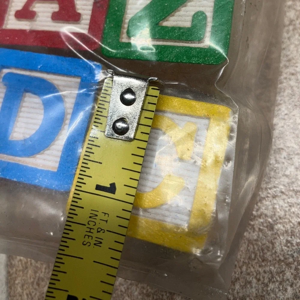 Vintage Wooden Alphabet Blocks Set 18pc Sealed New Embossed Letters Numbers